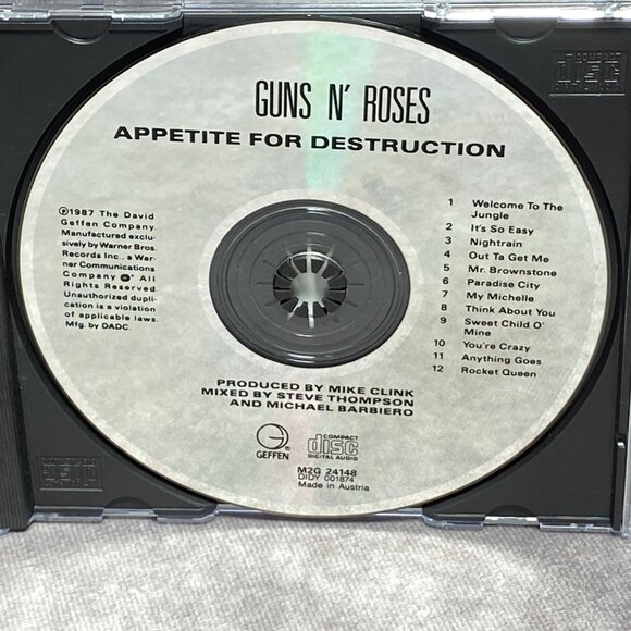 Guns N Roses "Appetite For Destruction" CD Album 1987 Geffen Records - Picture 5 of 7